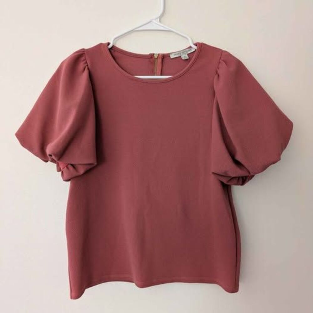 Green Envelope Dusty Rose Top ~ sz XS